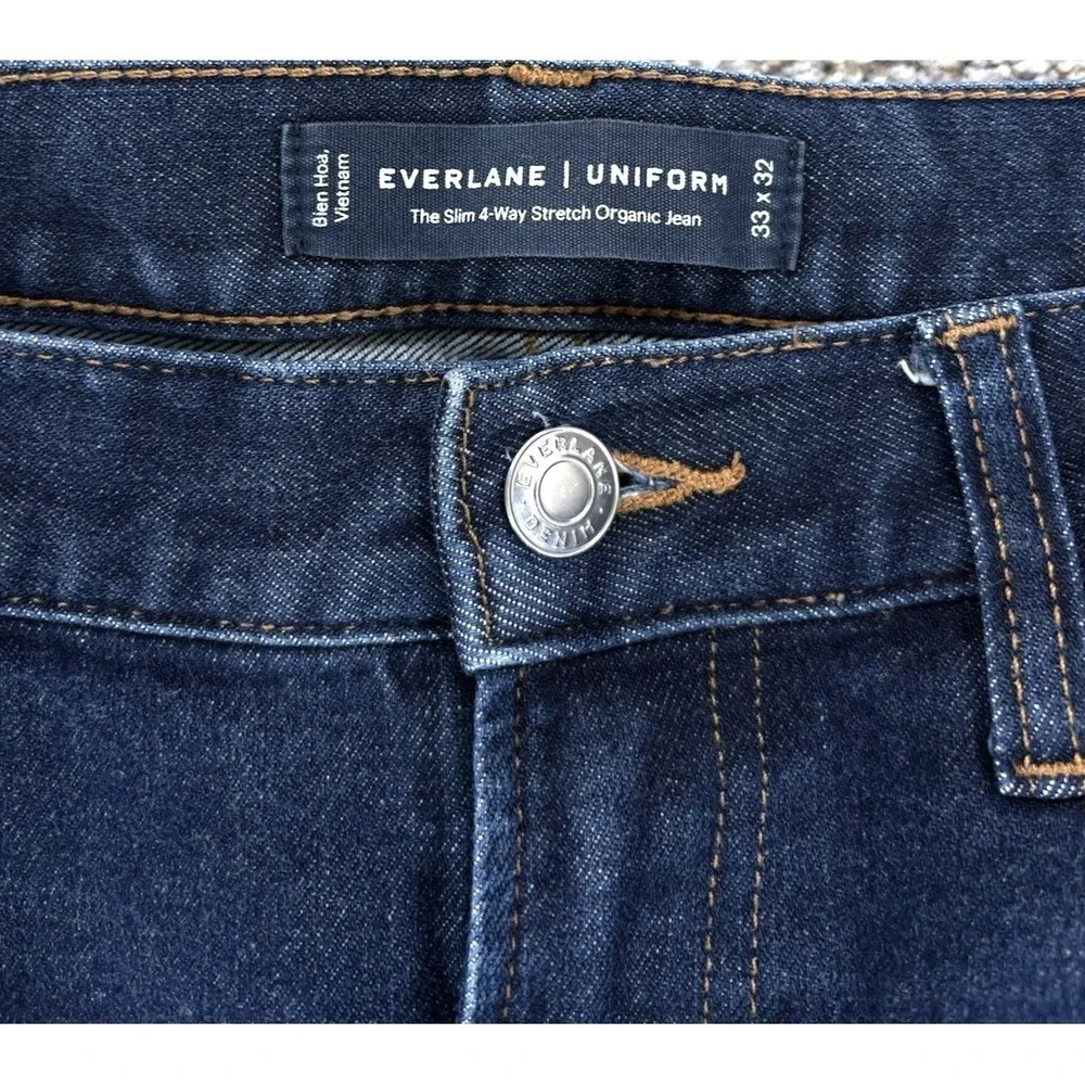 Everlane Uniform Slim 4-Way Stretch Organic Jean Mens 33x29* Blue Rinse Workwear